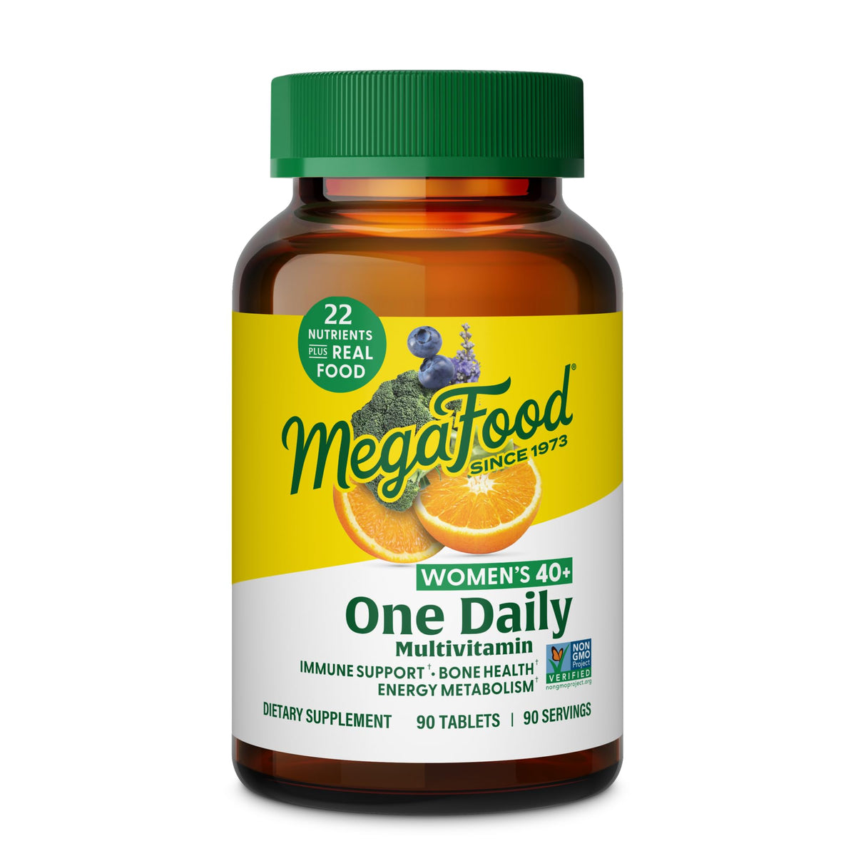 MegaFood Women 40+ : bouteille de 90 comprimés prêts à l'emploi.