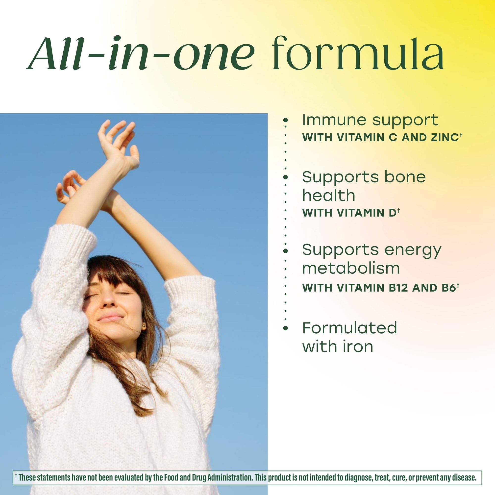 MegaFood Womens Multivitamin Ingrédients Réels, nutriments issus de vrais aliments.