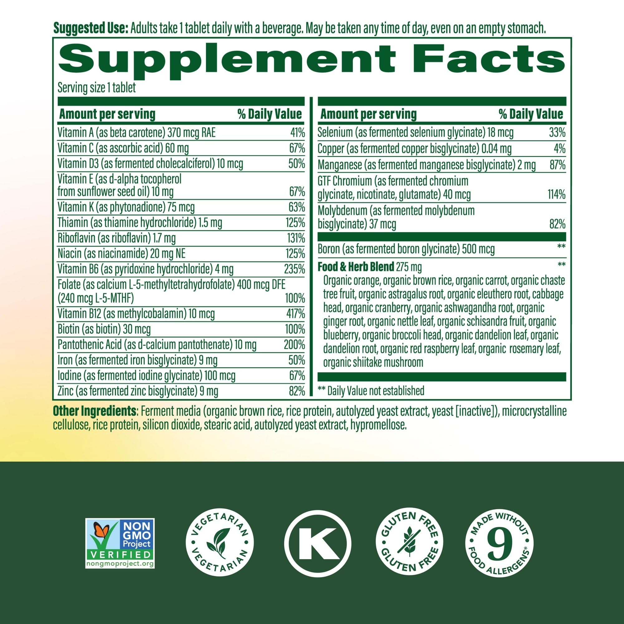 MegaFood Womens Multivitamin Tablettes Compactes faciles à avaler avec de l’eau.