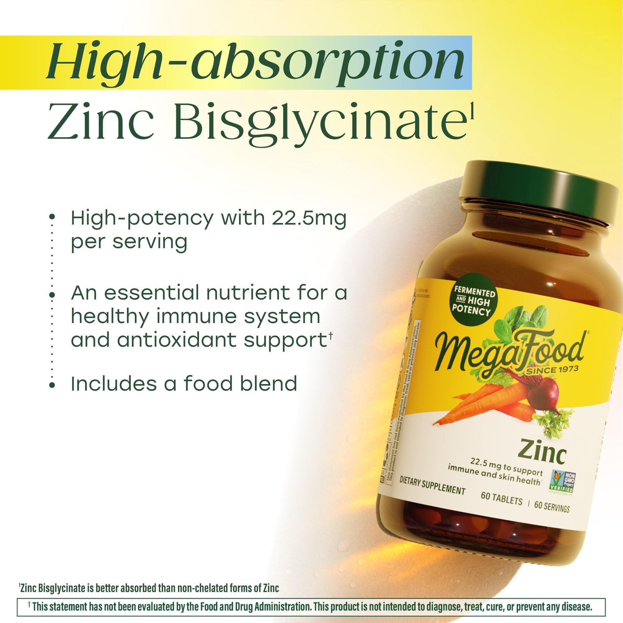 MegaFood Zinc – ingrédients réels tels que épinard et persil pour une nutrition quotidienne.