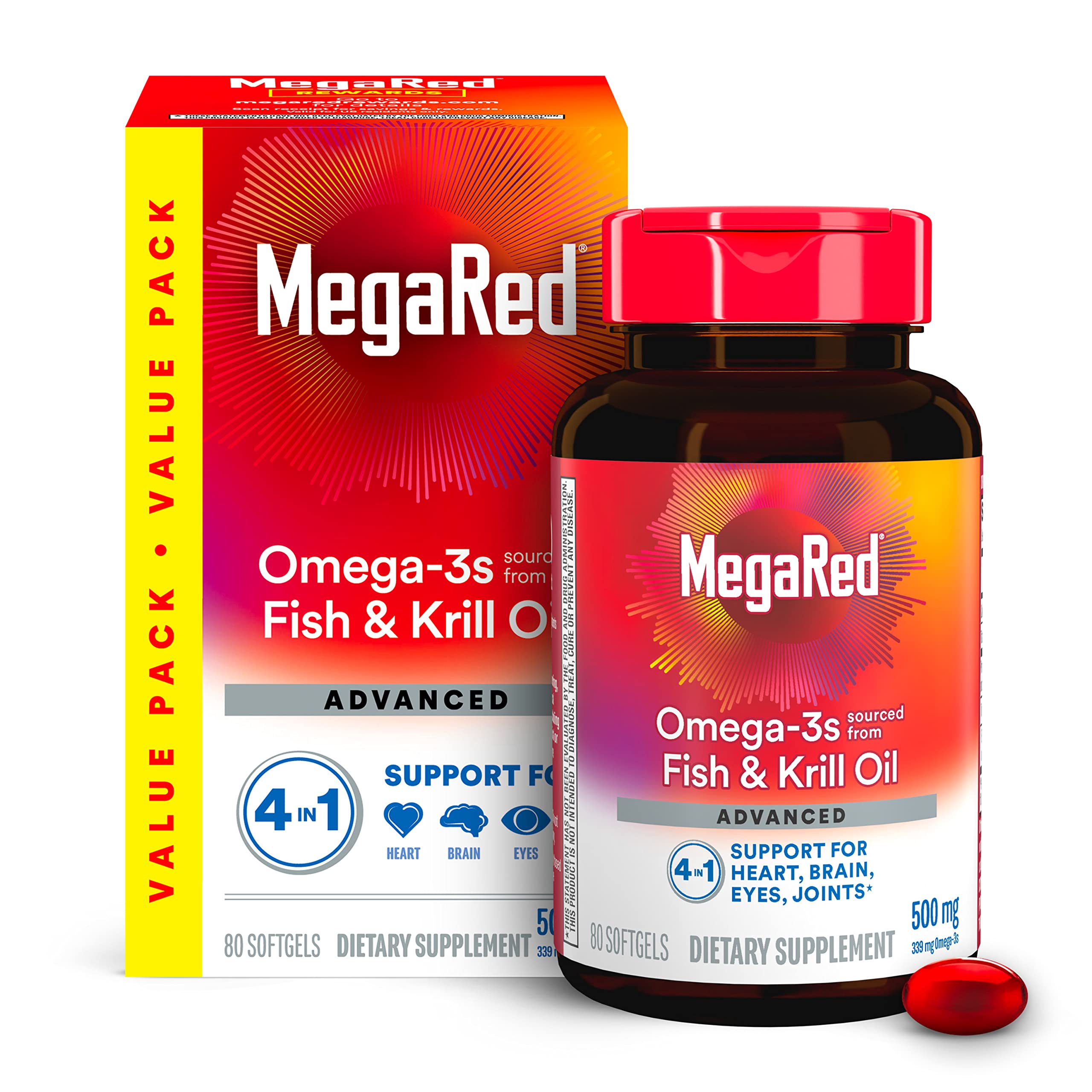 MegaRed bouteille omega3-poisson-krill 500 mg pour une consommation quotidienne pratique.