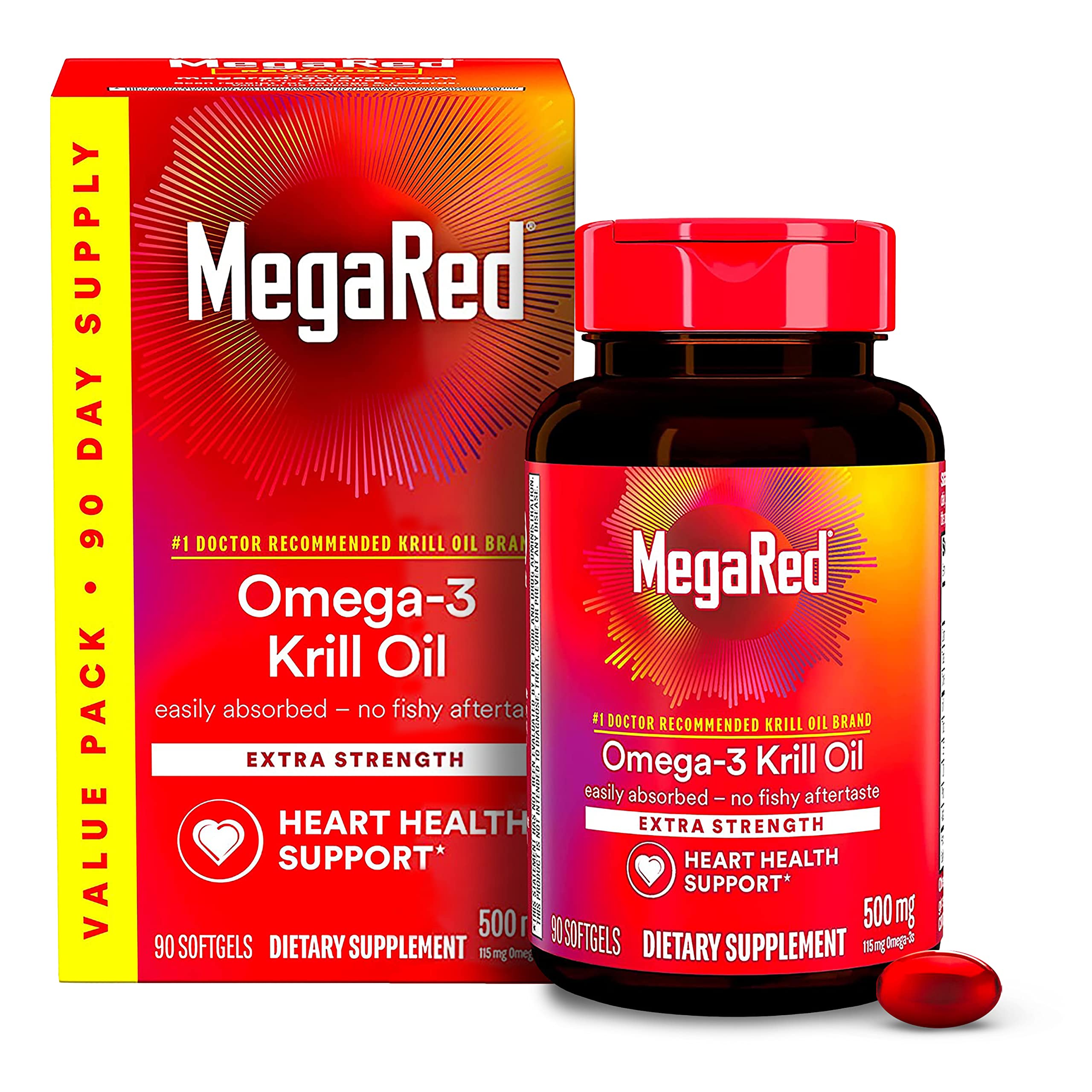 MegaRed huile krill Antarctique sur bouteille, source durable d'oméga-3.
