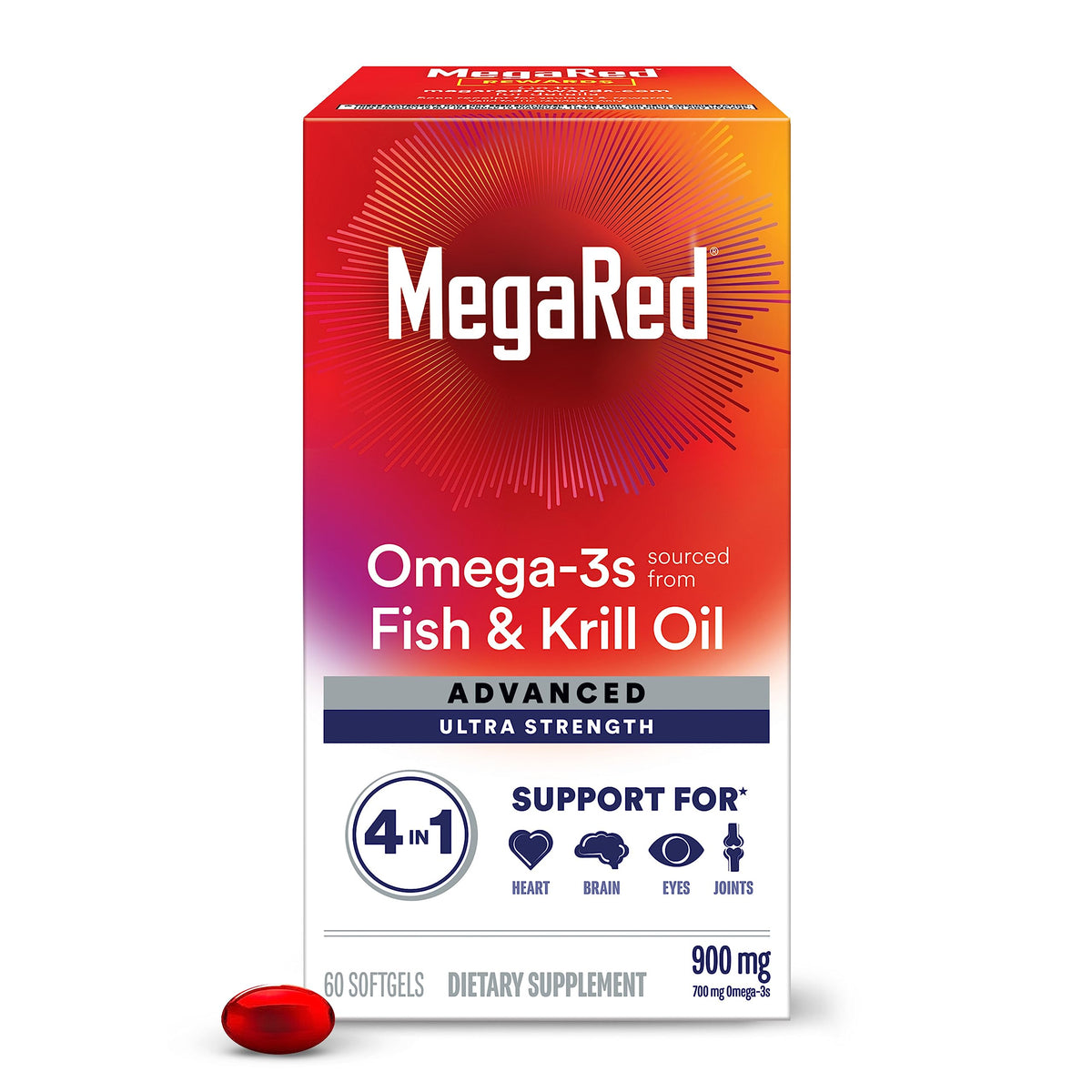 Megared oméga-3 poisson-krill, capsules faciles à avaler pour le quotidien