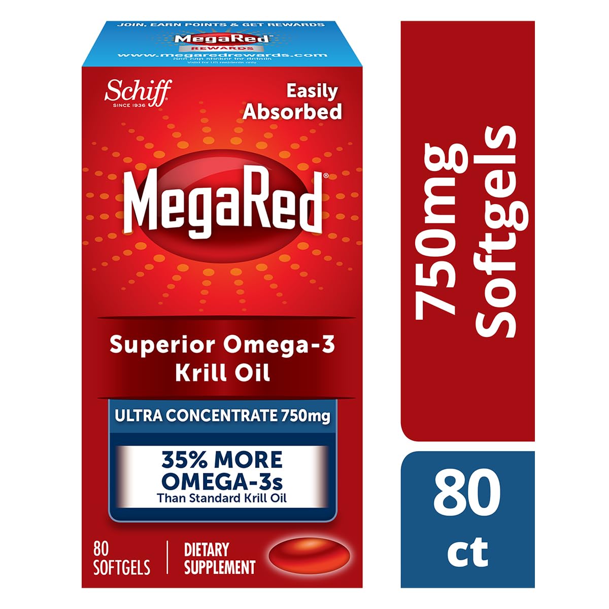 Gélules MegaRed krill en gros plan, absorption facilitée.