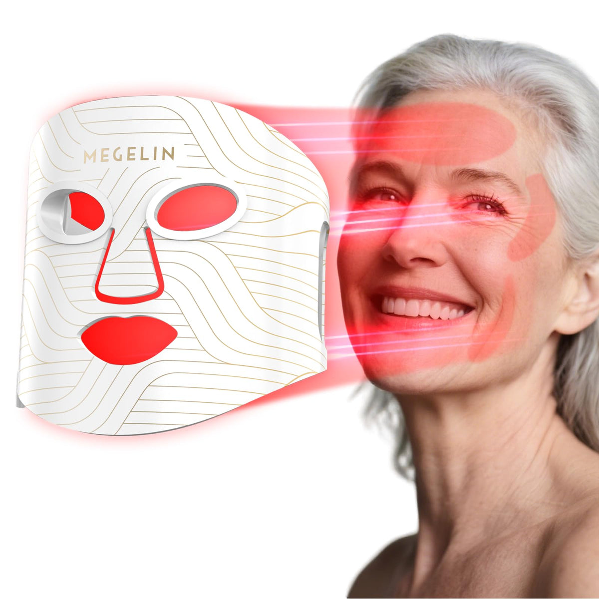 MEGELIN Masque LED rouge visage: éclairage ciblé pour une routine soin à domicile.