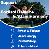 MEGNETA Cortisol Balance – Étiquette affichant les ingrédients clés et leurs effets potentiels.