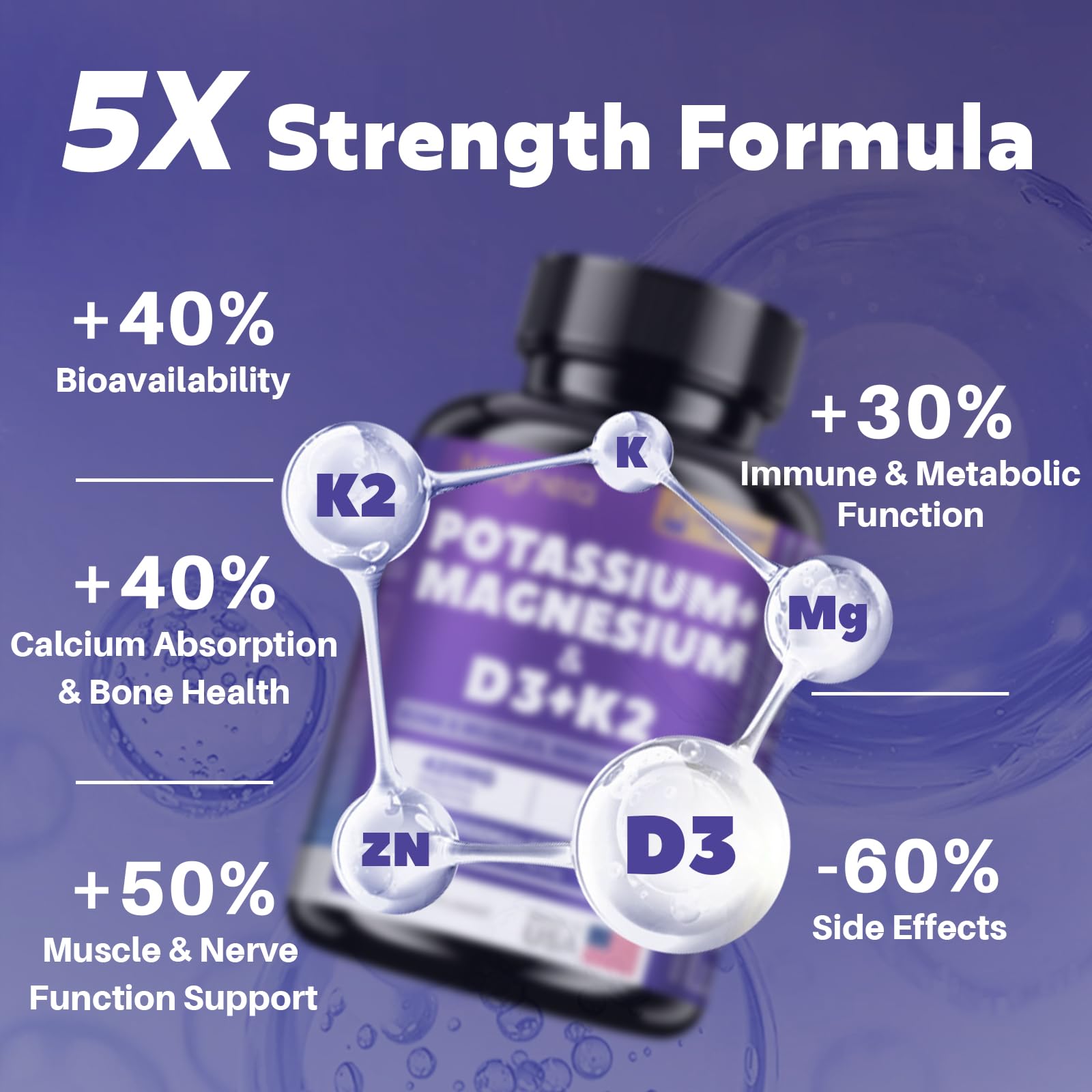 Bouteille Megneta D3 K2 MG Potassium, facile à emporter.
