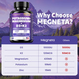Capsules molles Megneta D3 K2 MG pour une prise quotidienne confortable.