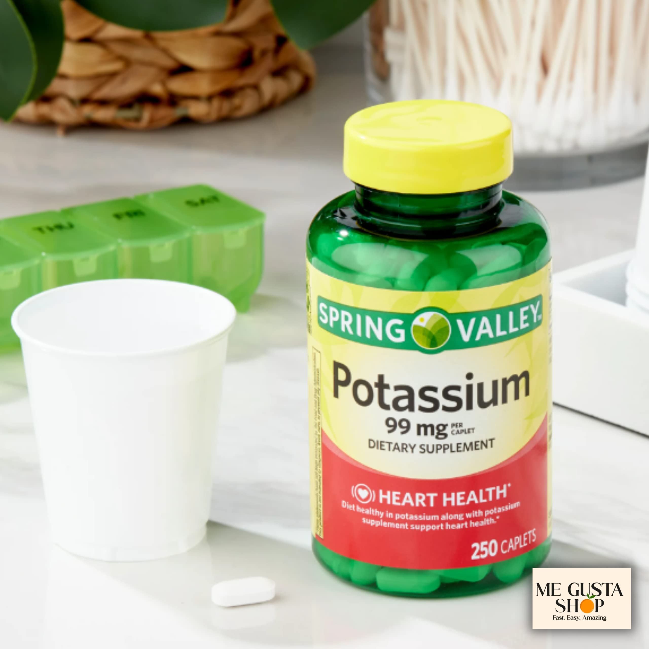 Étiquette lisible sur la bouteille du Potassium Caplets ME GUSTA SHOP
