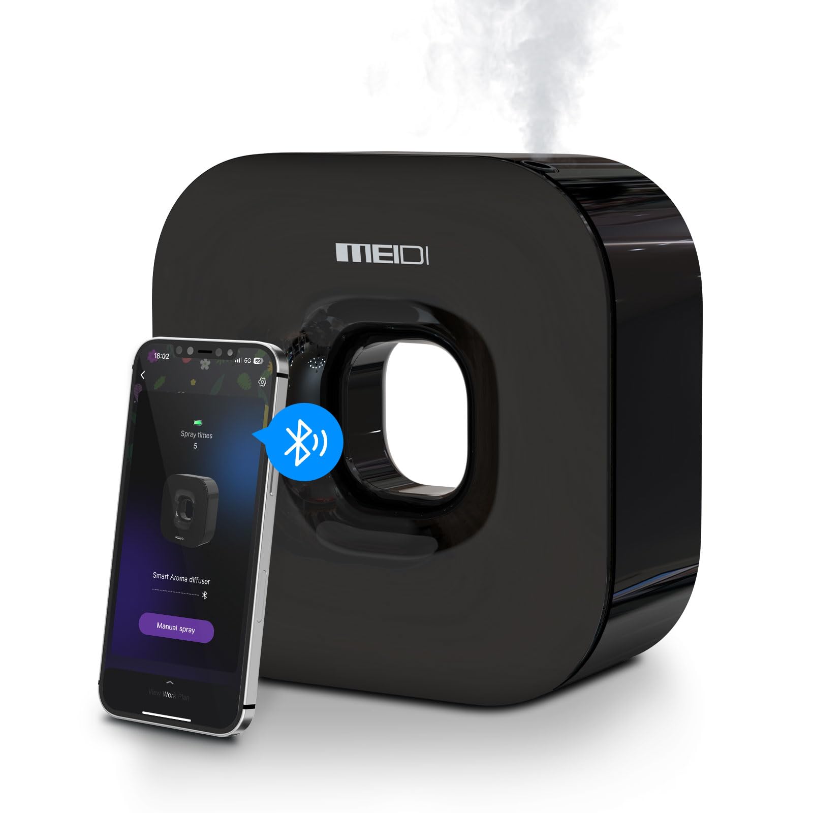 Diffuseur MEIDI sans eau avec couverture 360° pour une ambiance homogène.