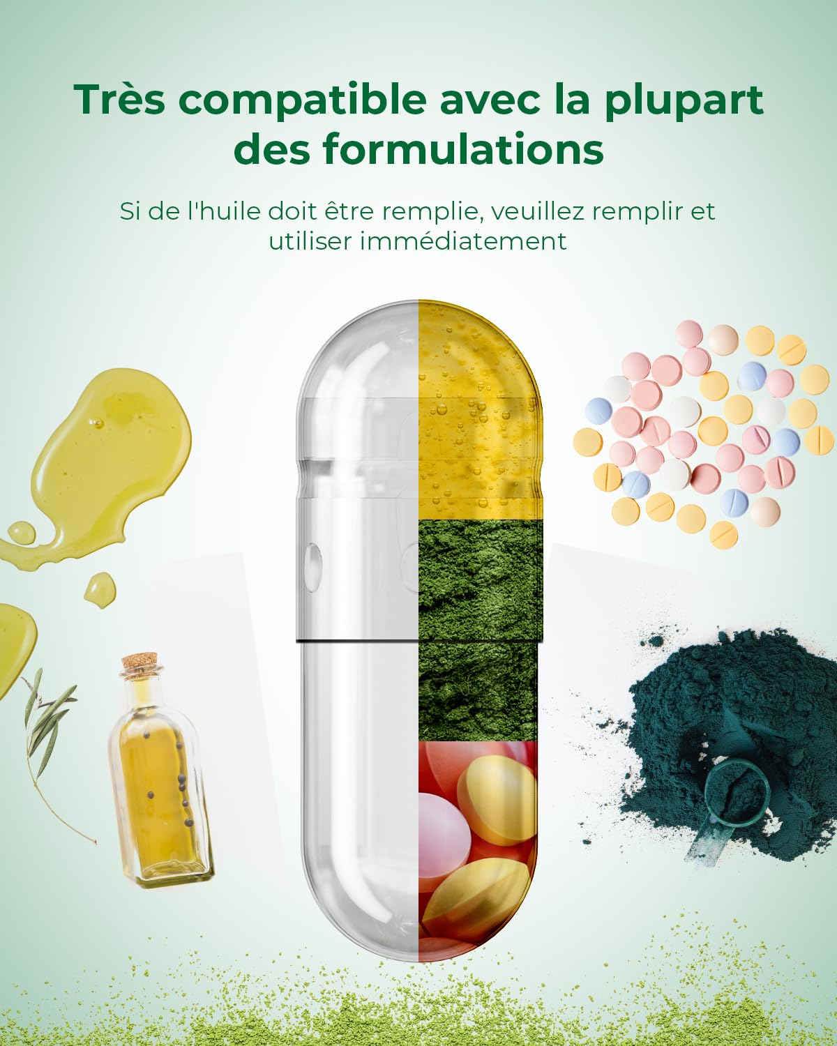 MéipaLien capsules vides HPMC utilisation pratique pour herbes et poudres