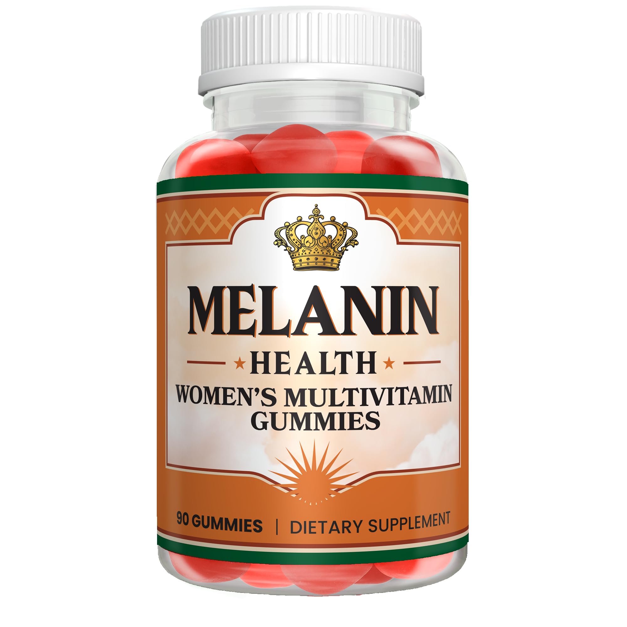Melanin Health – bouteille de gummies quotidiens pour énergie et immunité.