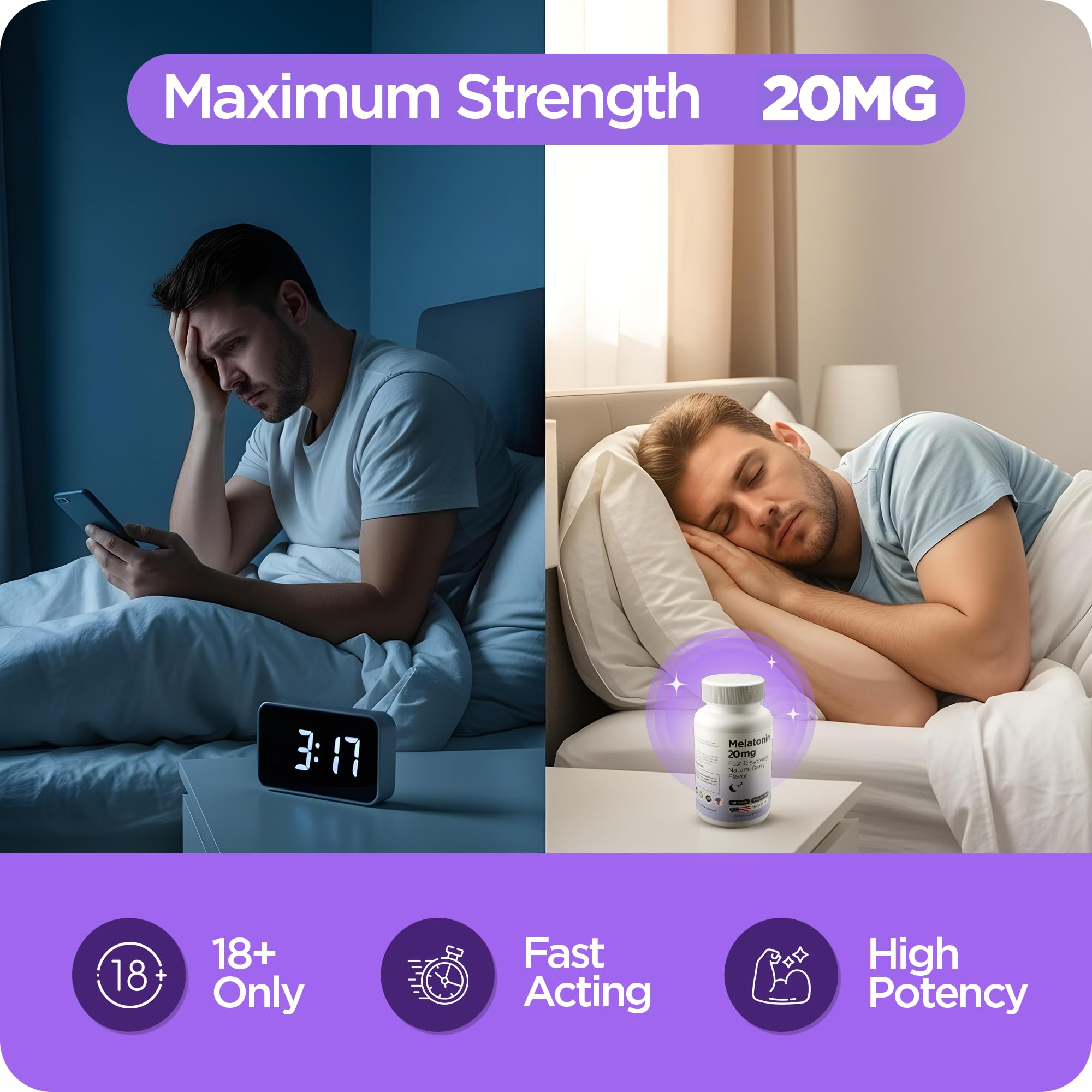 Melatonine Balancebreens 20 mg – comprimé dissolvant rapidement pour s’endormir plus vite.