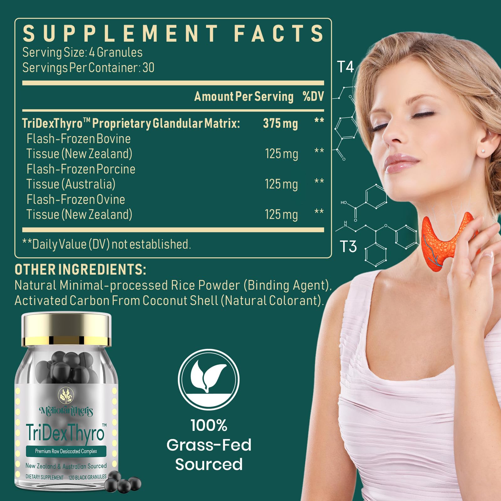 Meliorantheris TriDexThyro – capsules visibles, potentiel équilibre énergétique durable.