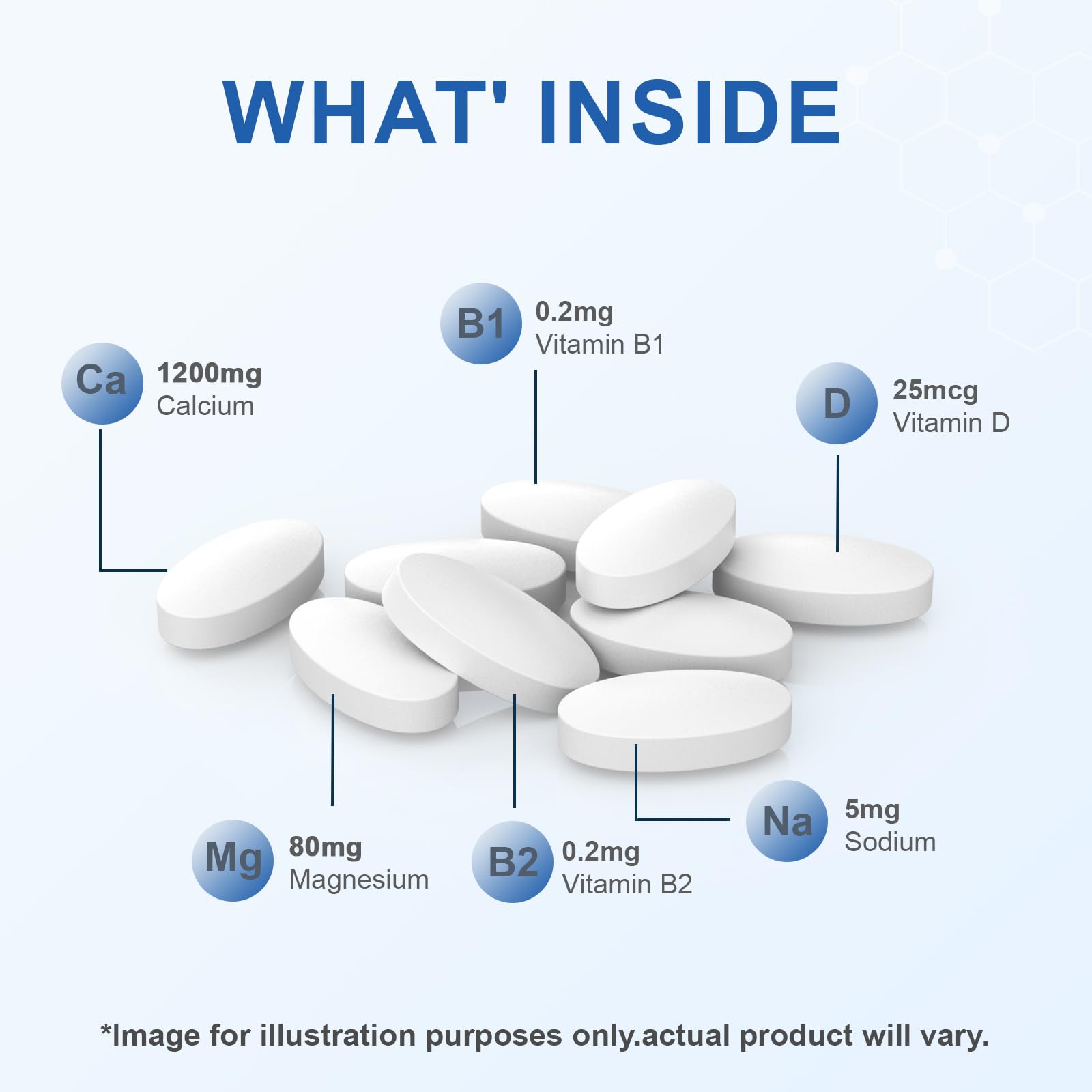 Mellk Calcium – étiquette nutritionnelle claire et complète, renseignant le calcium et les vitamines.