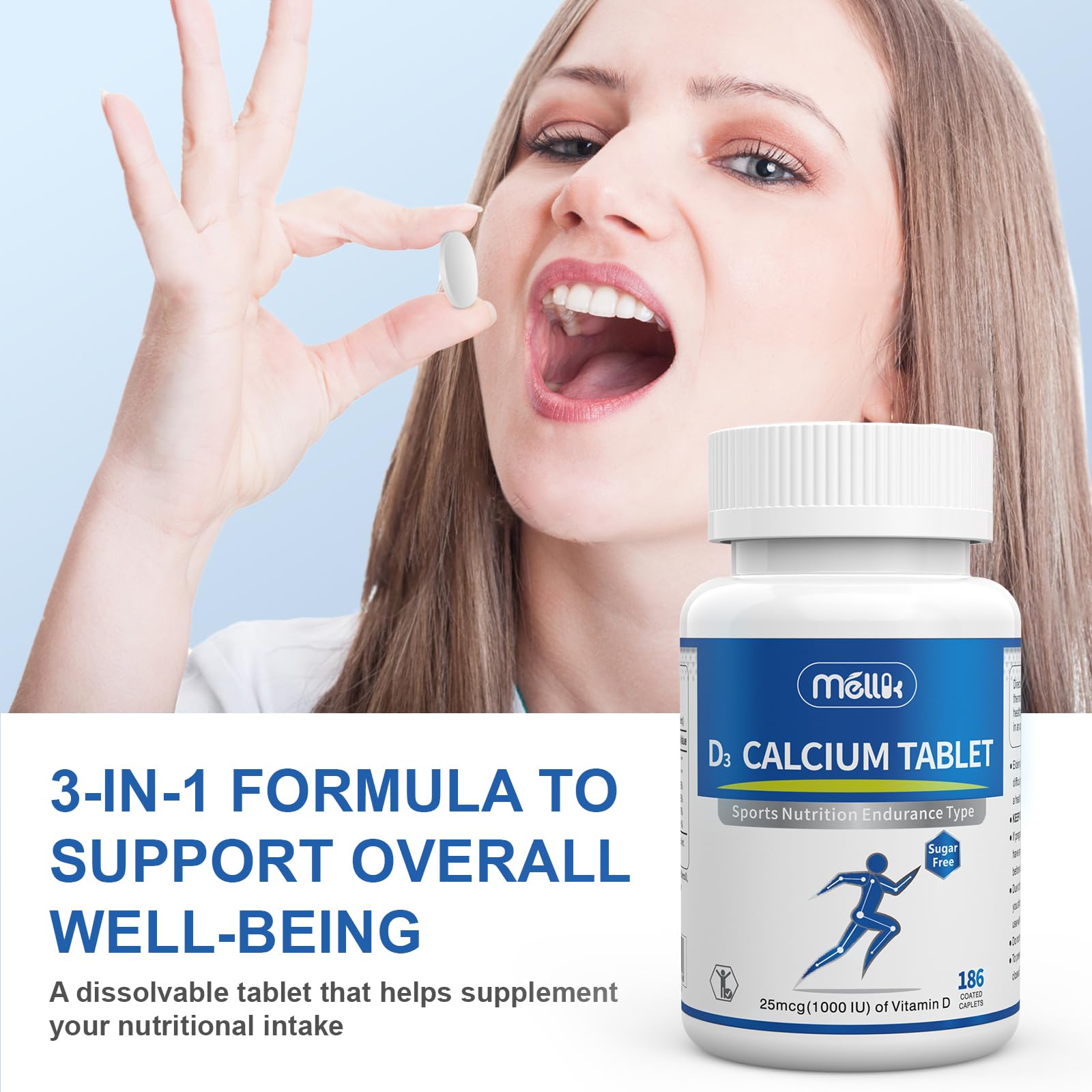 Mellk Calcium, mode d'emploi simple, à consommer par adultes et adolescents selon les conseils.