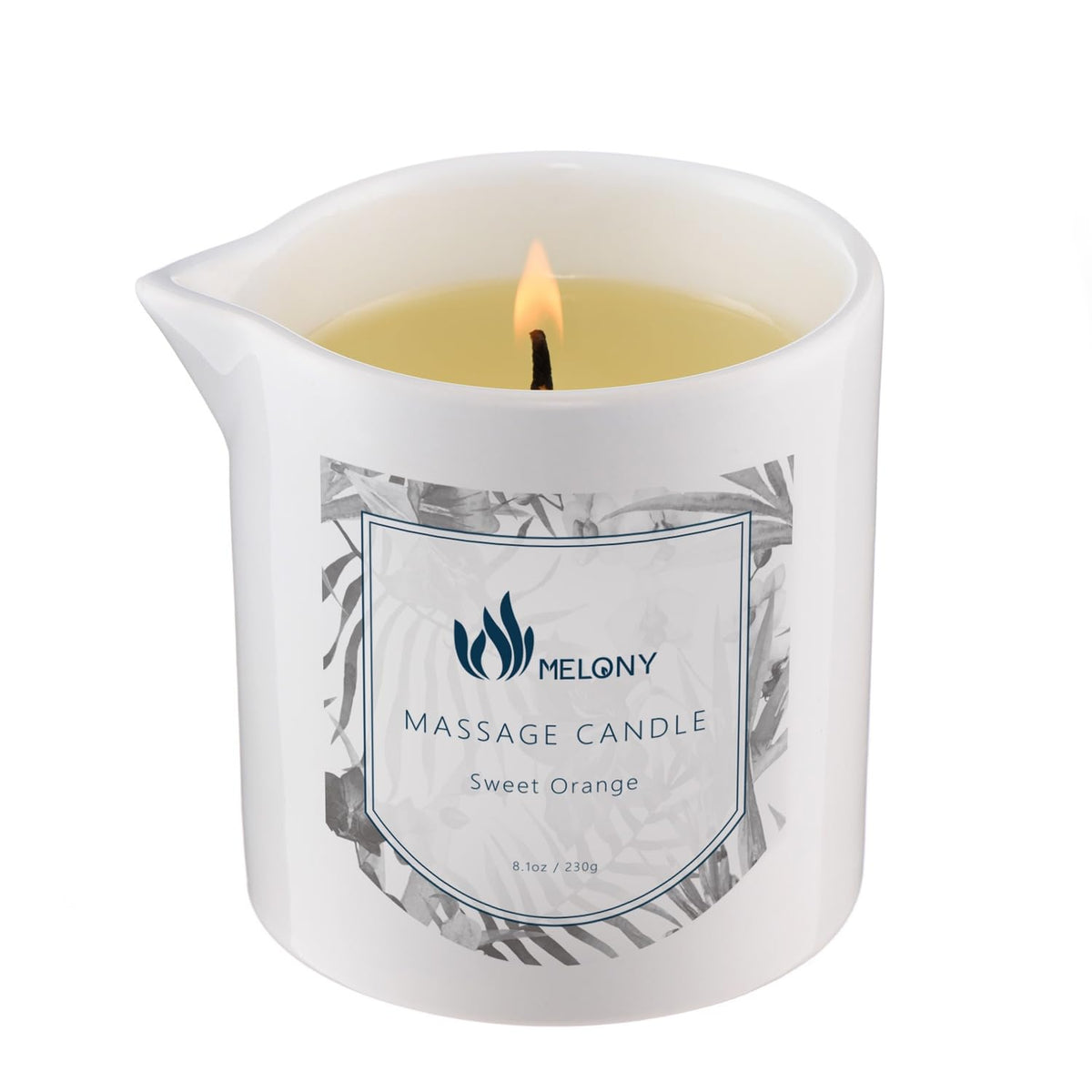 MELONY bougie massage huile 230ml avec flamme douce et hydratation longue
