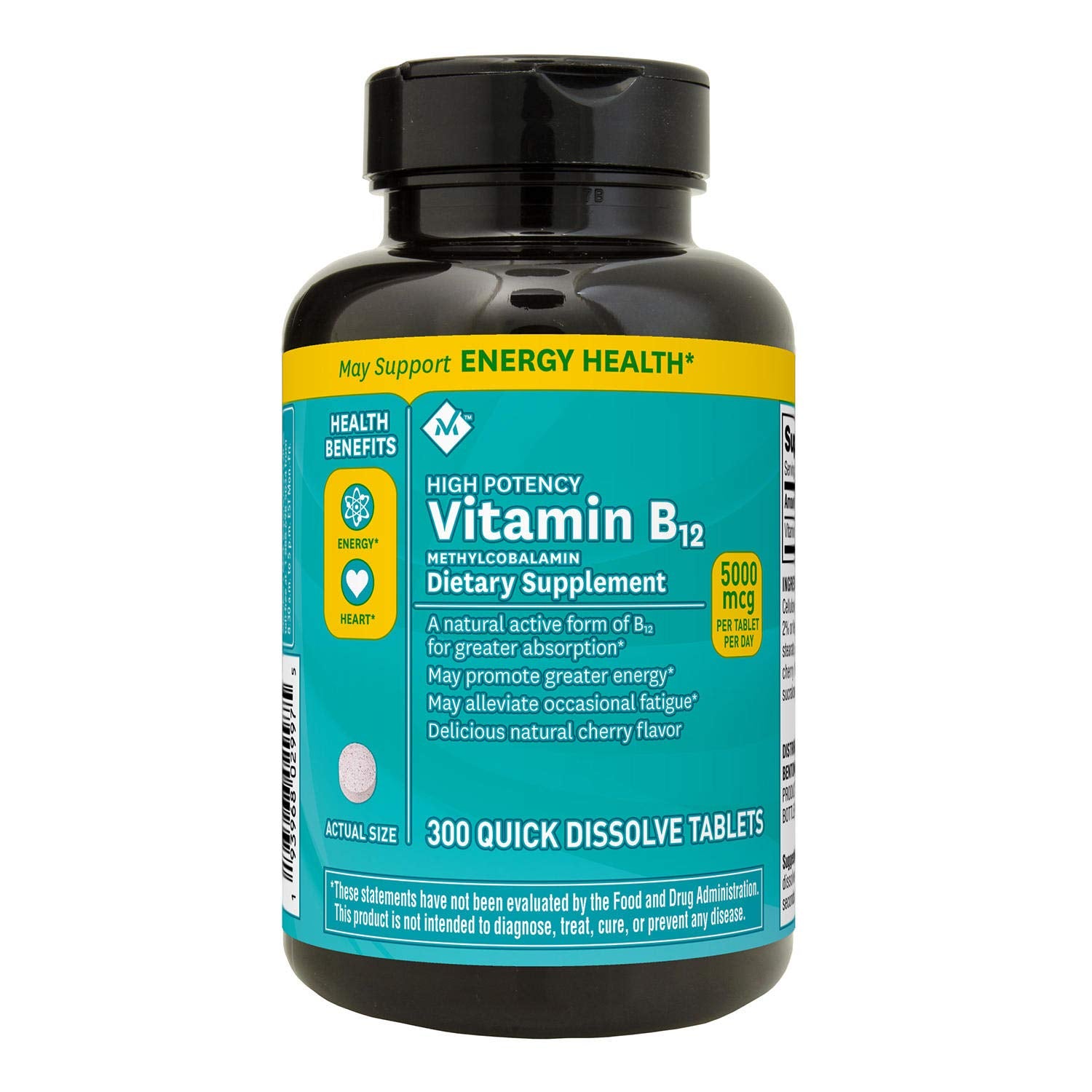 Member Mark B12 methylcobalamine, bouteille dissolution rapide favorise absorption et confort quotidien.