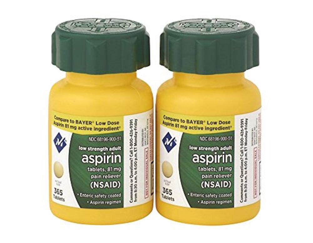 Aspirine 81 mg de Member's Mark, tablette petite, soulagement potentiel pour douleurs et fièvre légère.
