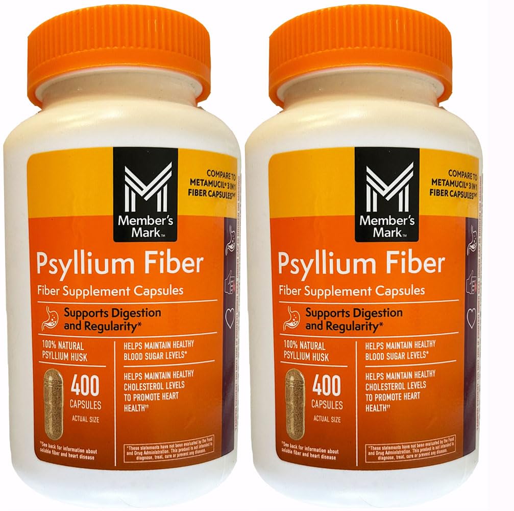 Capsules de fibres Member's Mark dans une bouteille, pratique pour le quotidien.