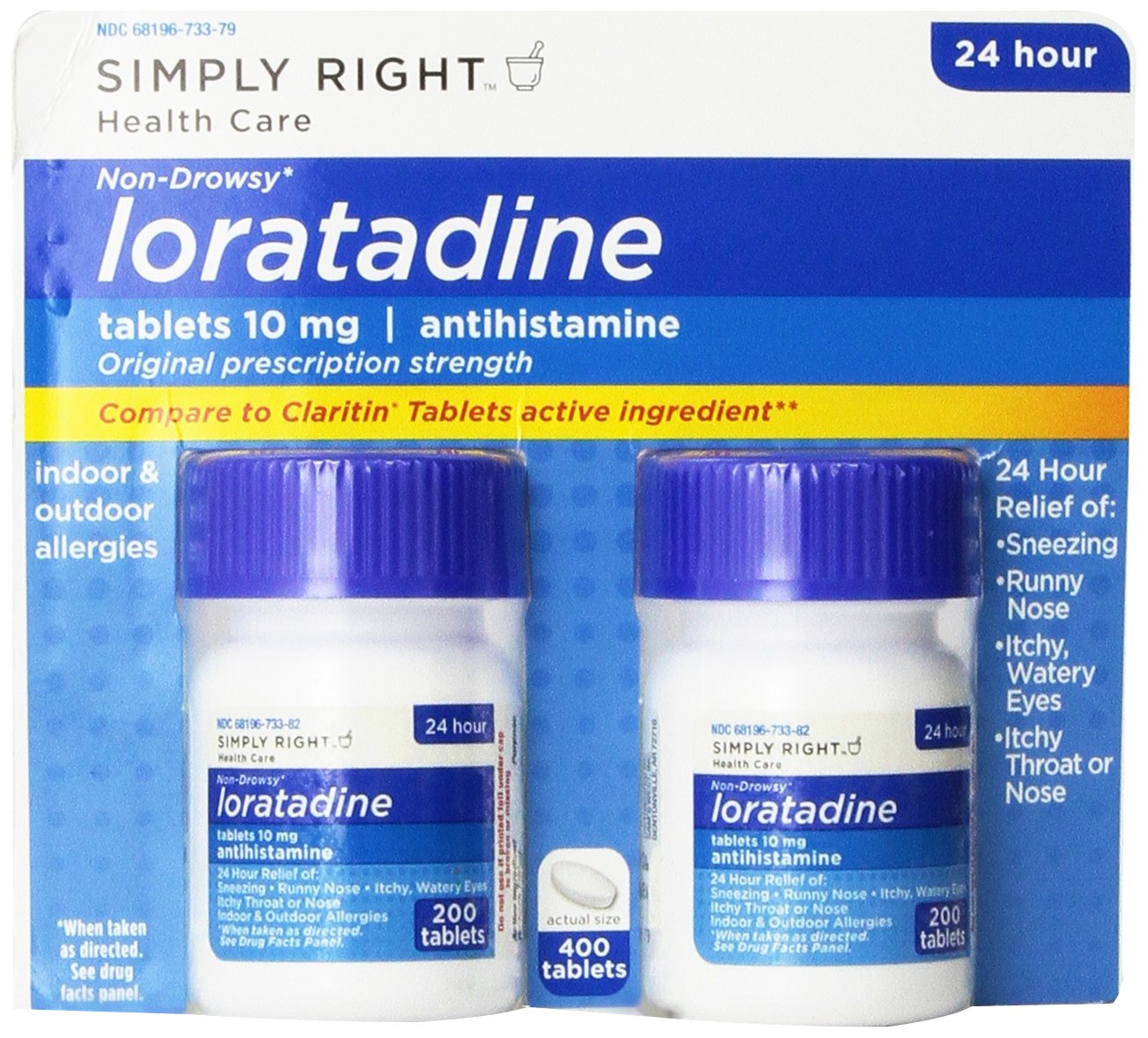 MEMBER´S MARK Loratadine 10 mg – comprimés, boîte de 200 unités, utilisation quotidienne possible.