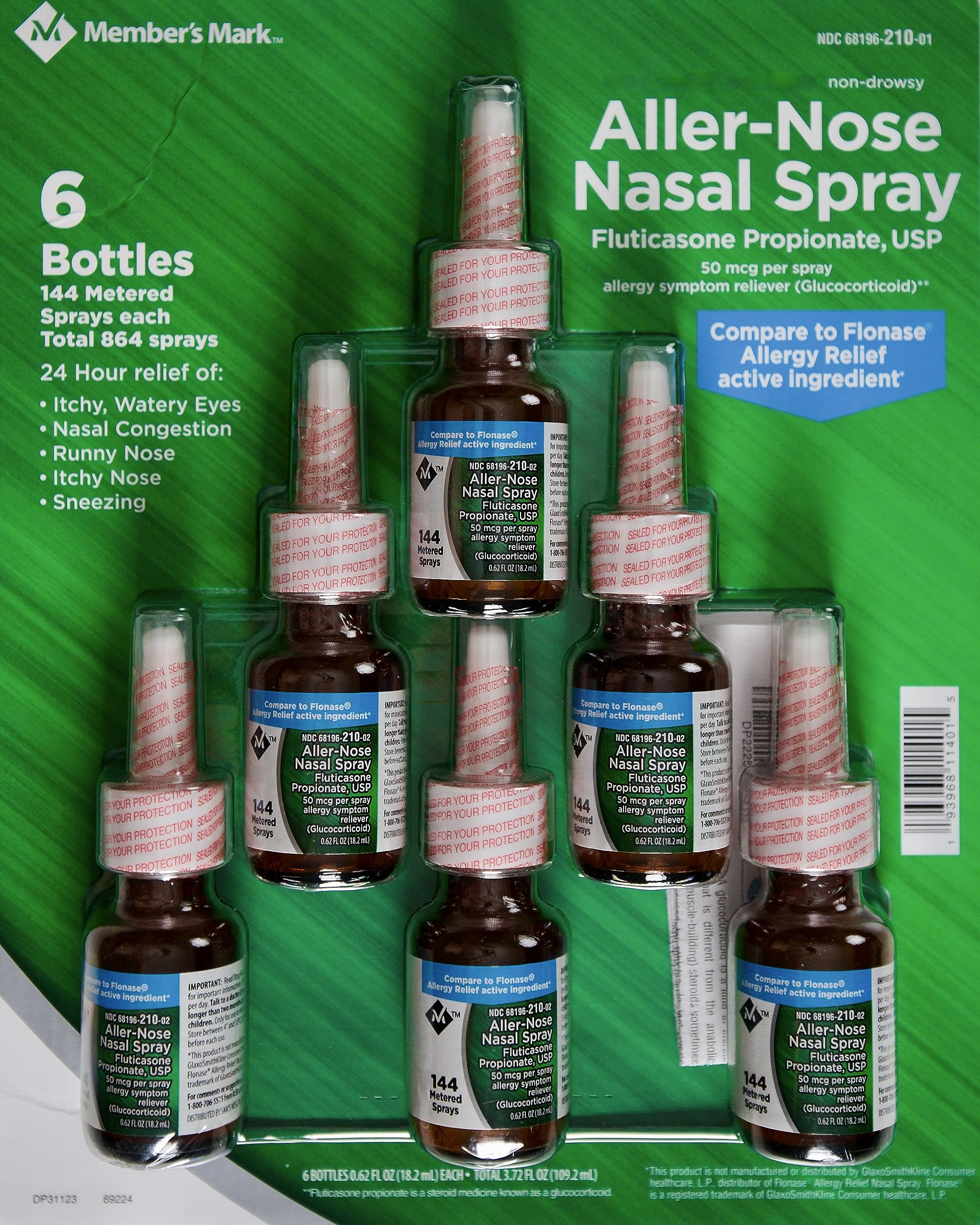 MEMBER´S MARK pulvérisateur nasal – bouteille de 18 ml, soulagement possible des symptômes allergiques.