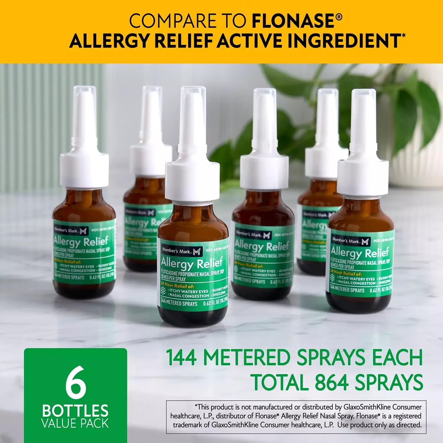 MEMBER'S MARK spray nasal emballage compact format voyage pratique