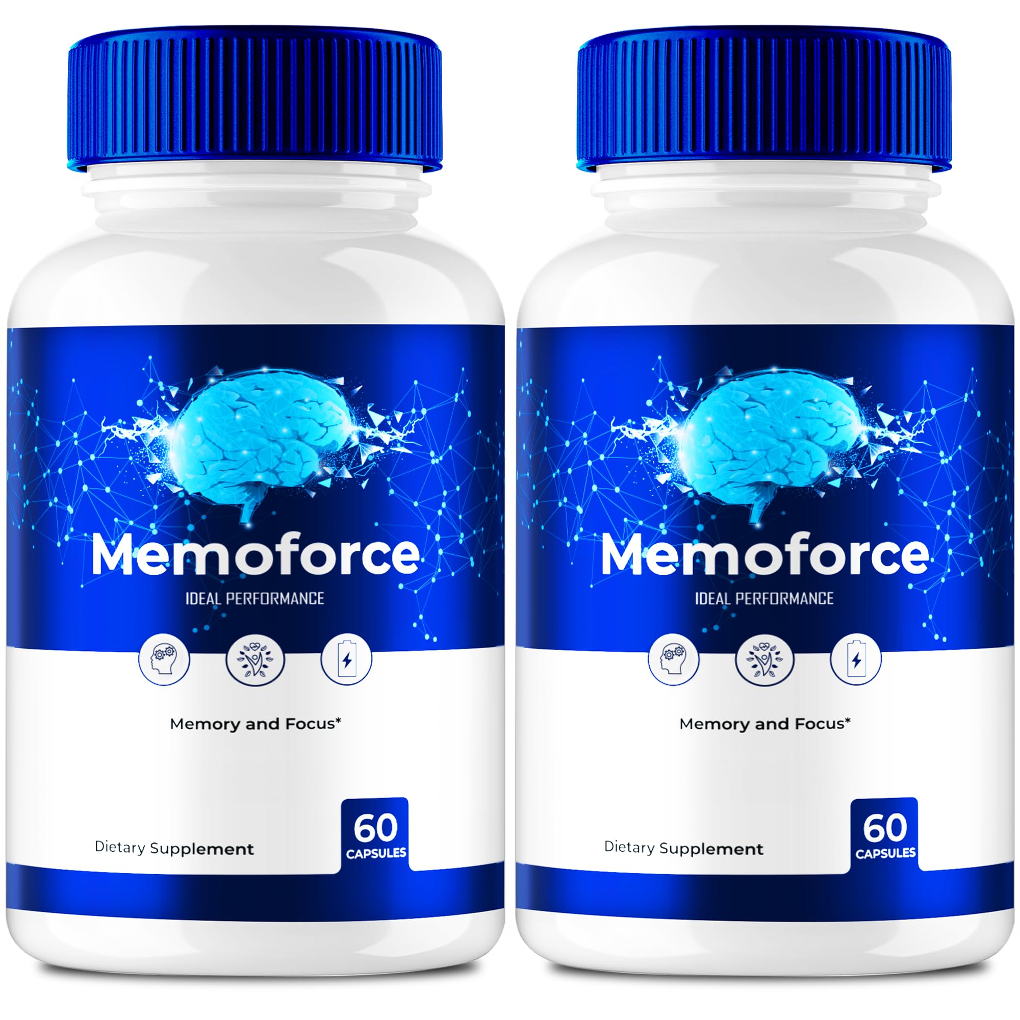 Memoforce : bouteille montrant la mémoire accrue et la concentration renforcée à chaque prise