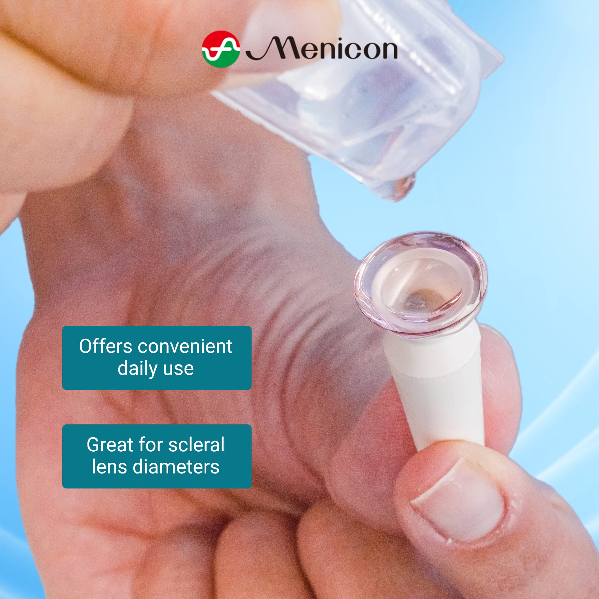 Menicon LacriPure: utilisation quotidienne pour rincer et préparer les lentilles.