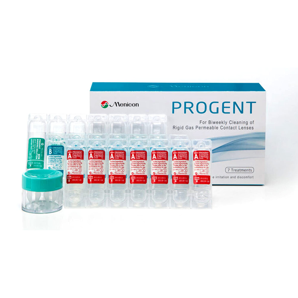 Menicon Progent: ensemble de 7 traitements pour lentilles GP, nettoyage facilité.