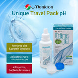 Menicon Unique pH format voyage, capuchon ergonomique pour ouverture rapide.