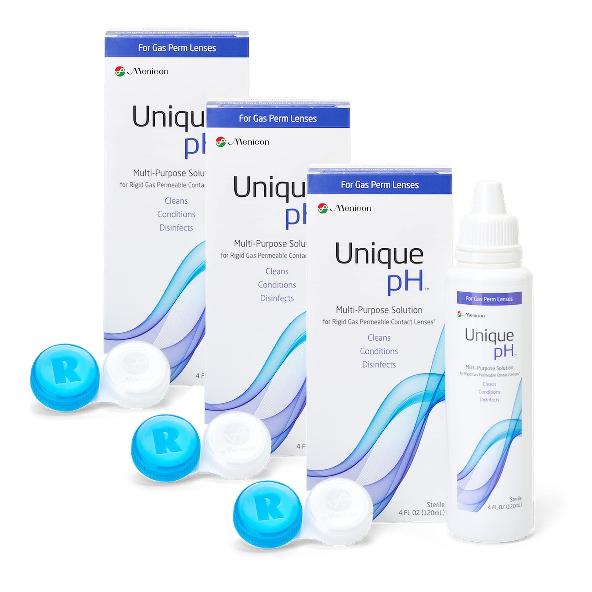 Menicon Unique pH : bouteille en action pour nettoyer et conditionner les lentilles RGP