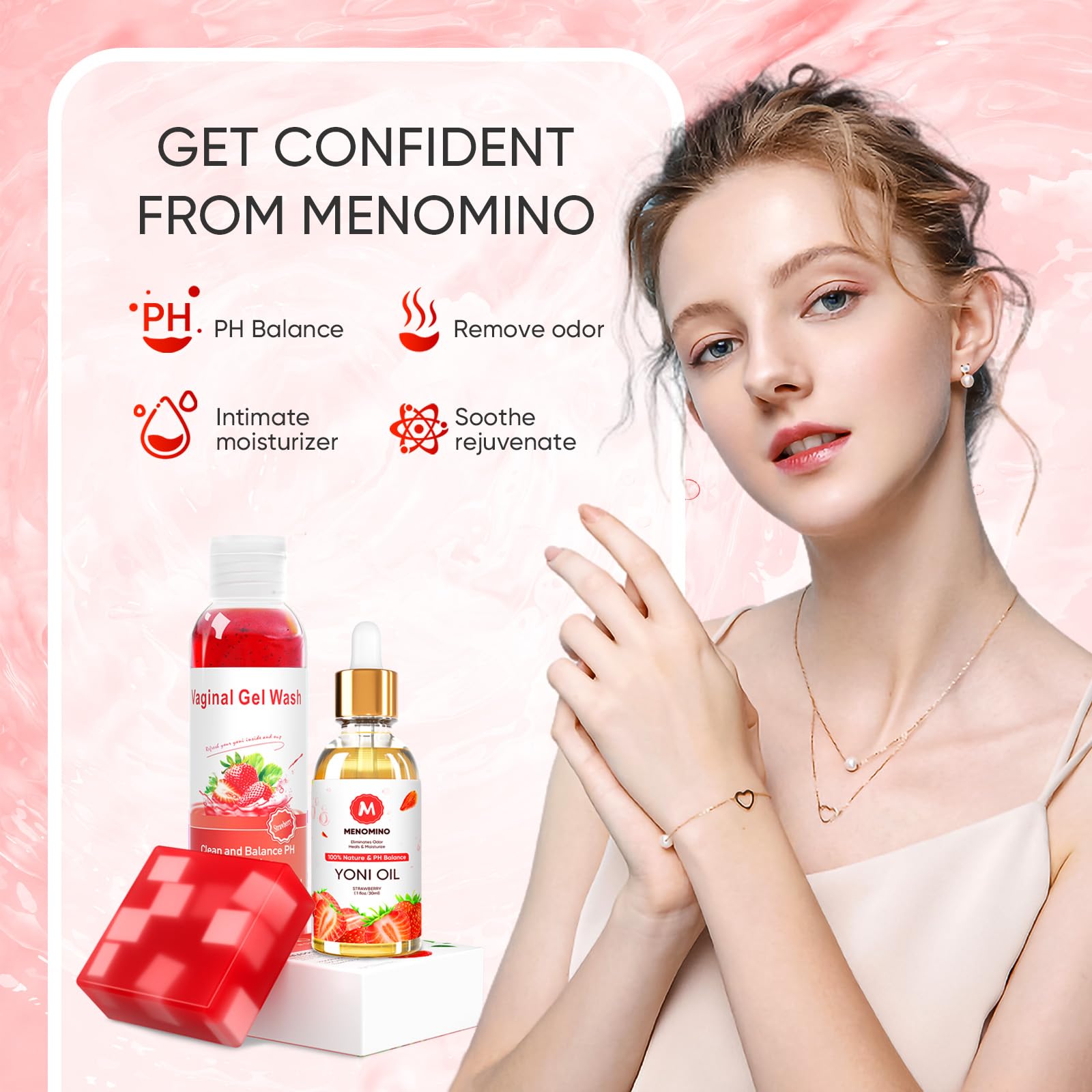 MENOMINO application quotidienne, soin délicat des zones sensibles.
