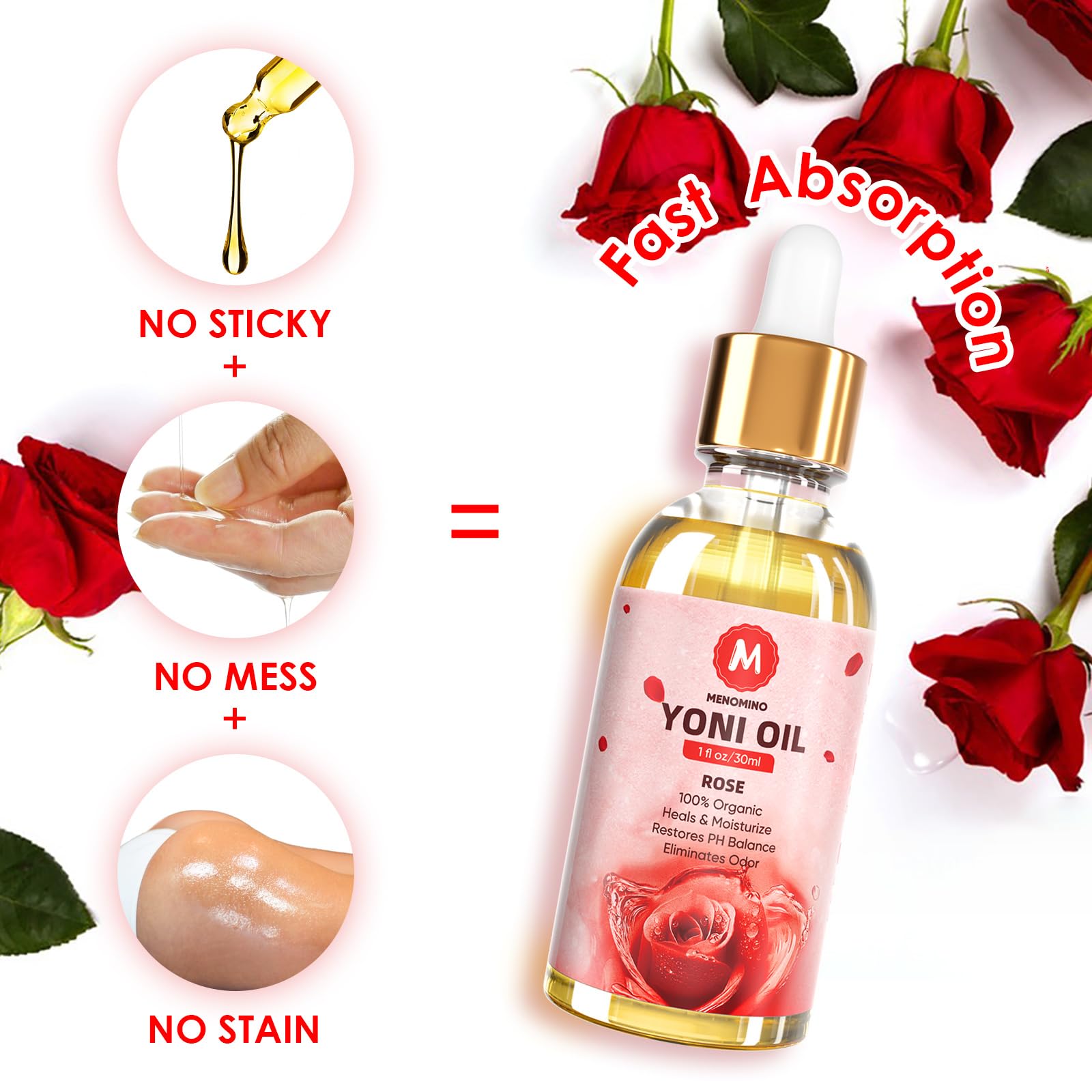 Formule naturelle MENOMINO Rose adaptée à diverses peaux.