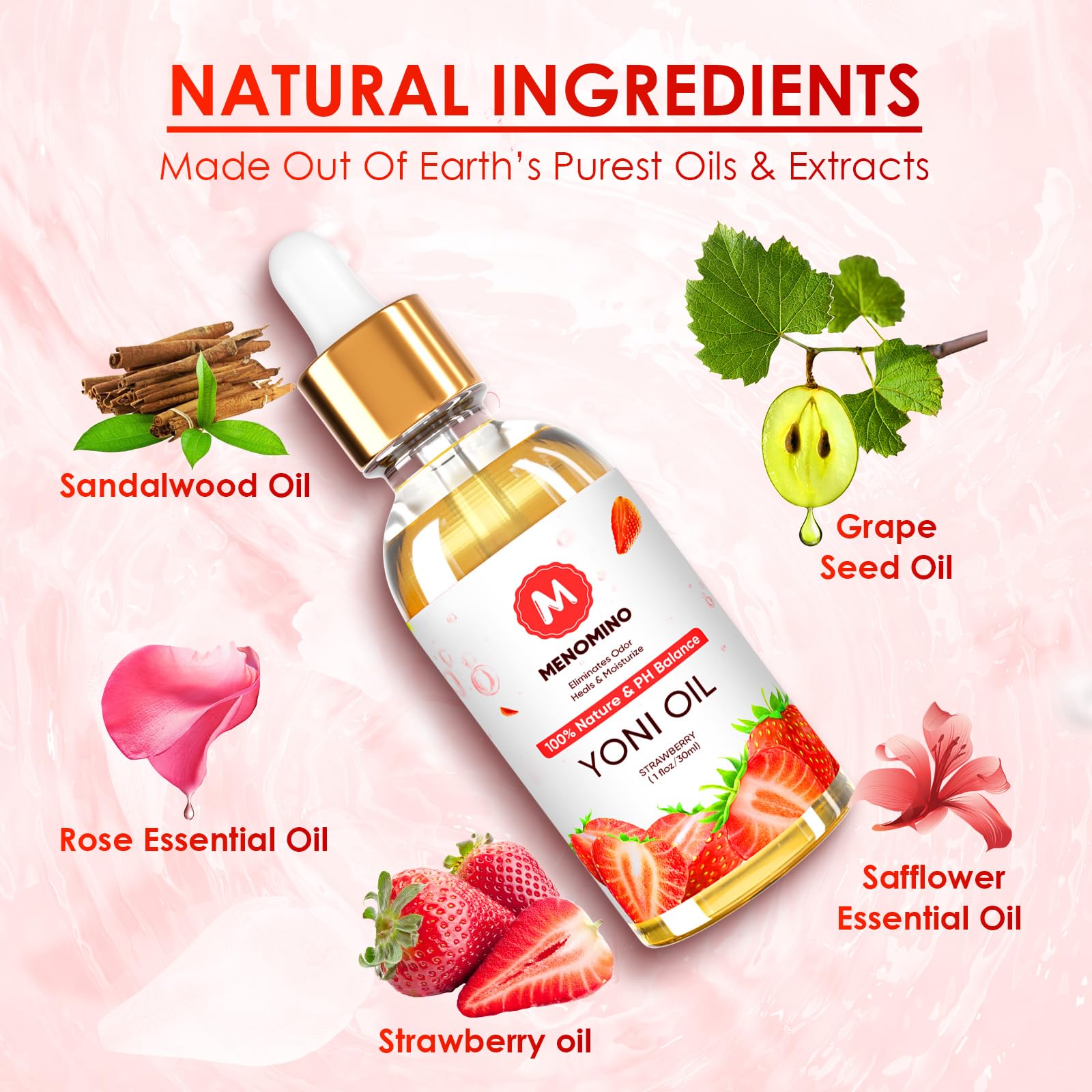 Utilisation quotidienne MENOMINO Rose pour une sensation de fraîcheur.