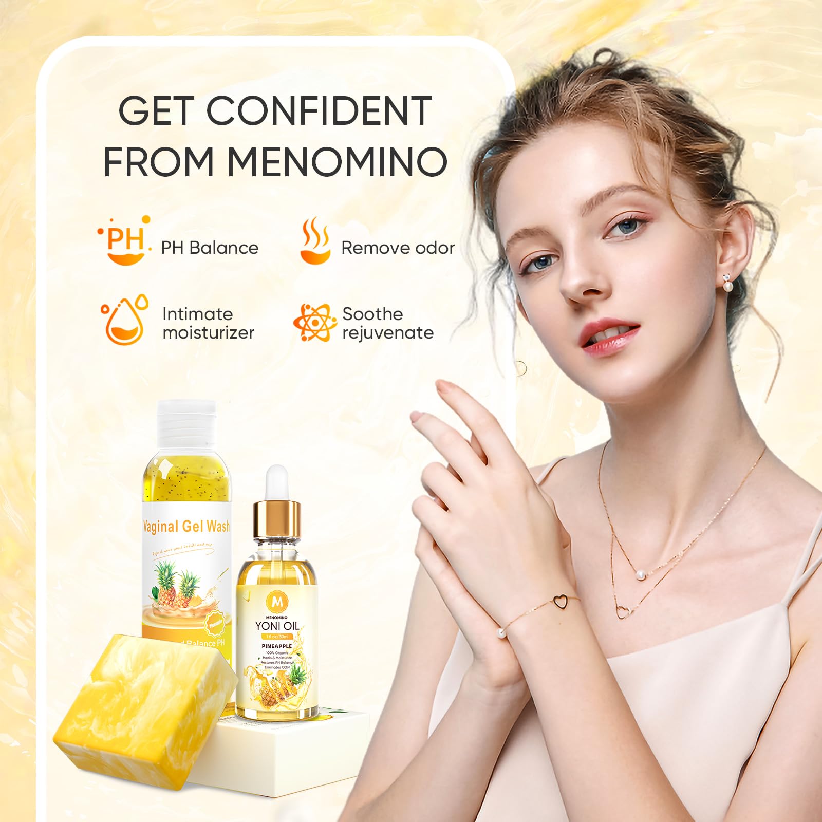 MENOMINO rituel d’utilisation quotidien, huile yoni pour confort et hydratation.