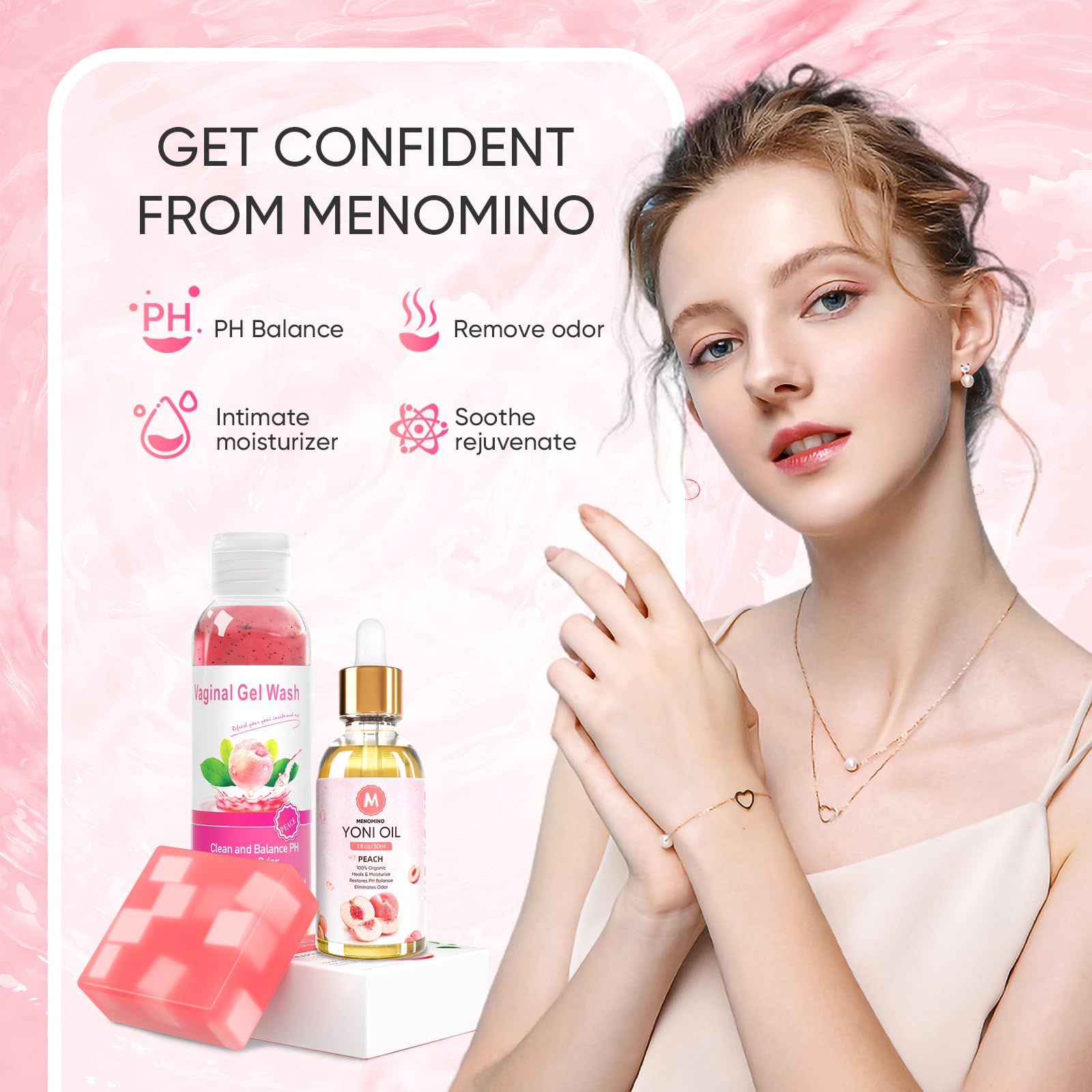 MENOMINO savon yoni bar pêche - texture légère et douceur.