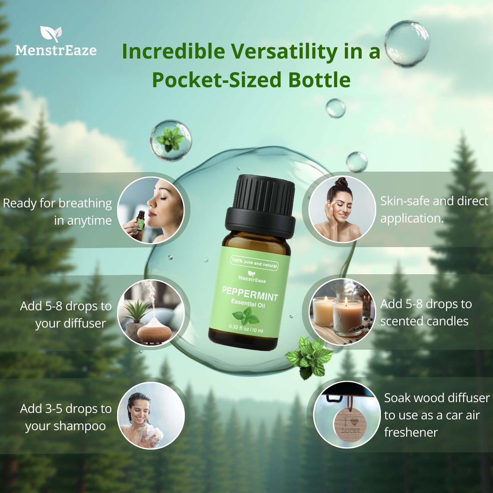 MenstrEaze huile menthe poivrée soin cheveux revitalisant.