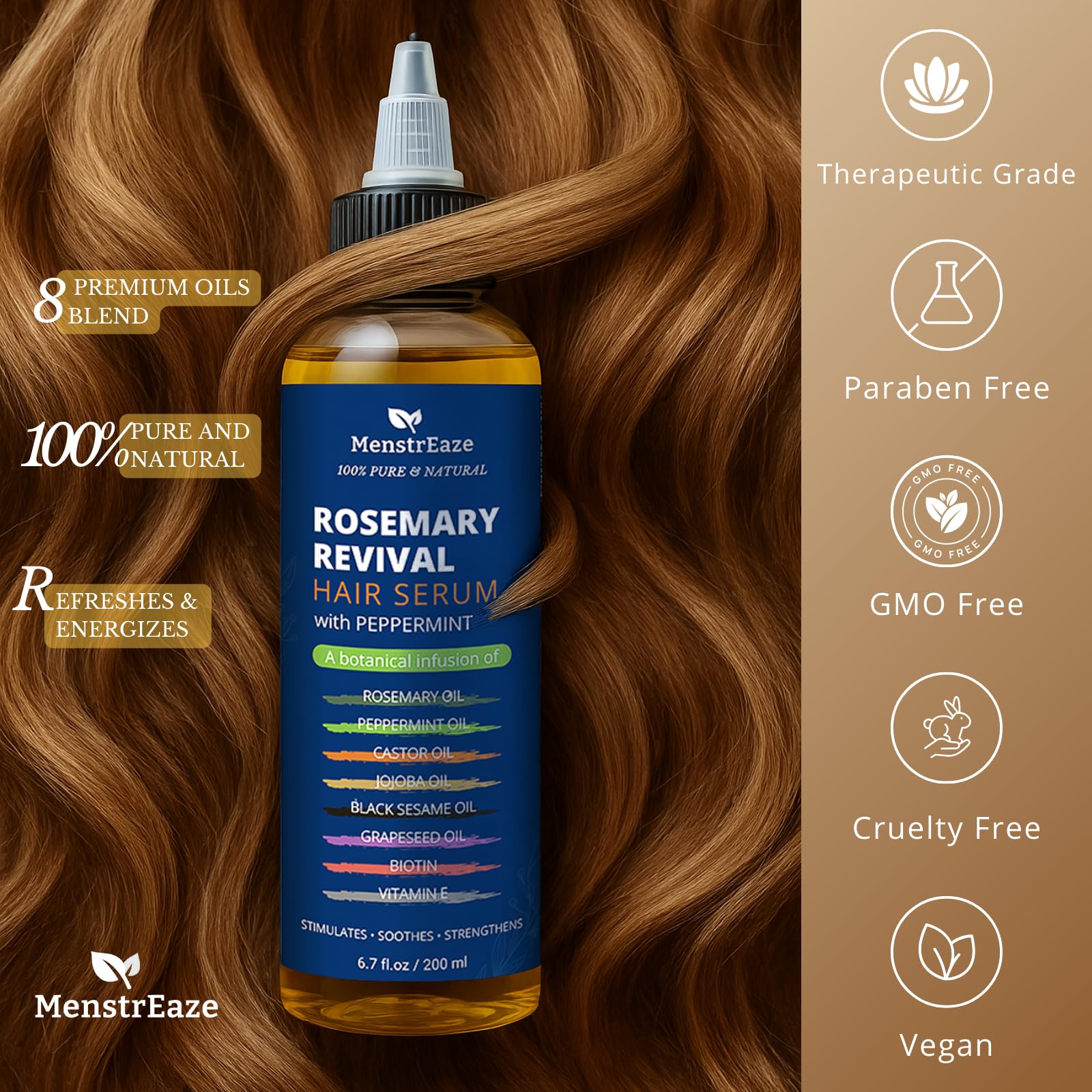 MenstrEaze – convient à tous types de cheveux, bouclés et frisés.