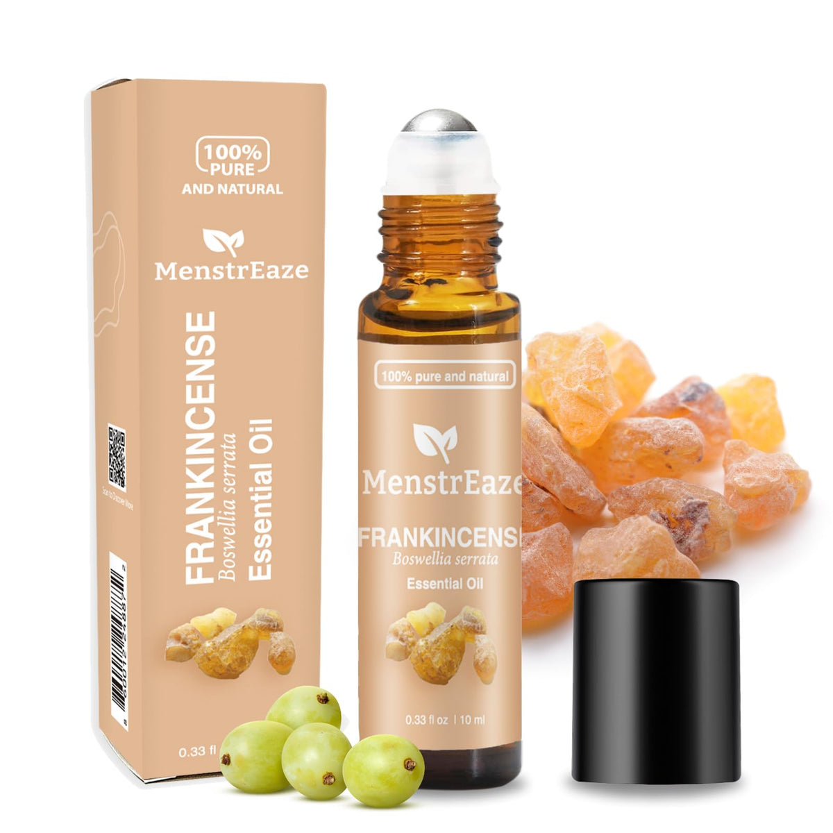 MenstrEaze Roll-on Frankincense et huile de raisin, peau nourrie et teint frais