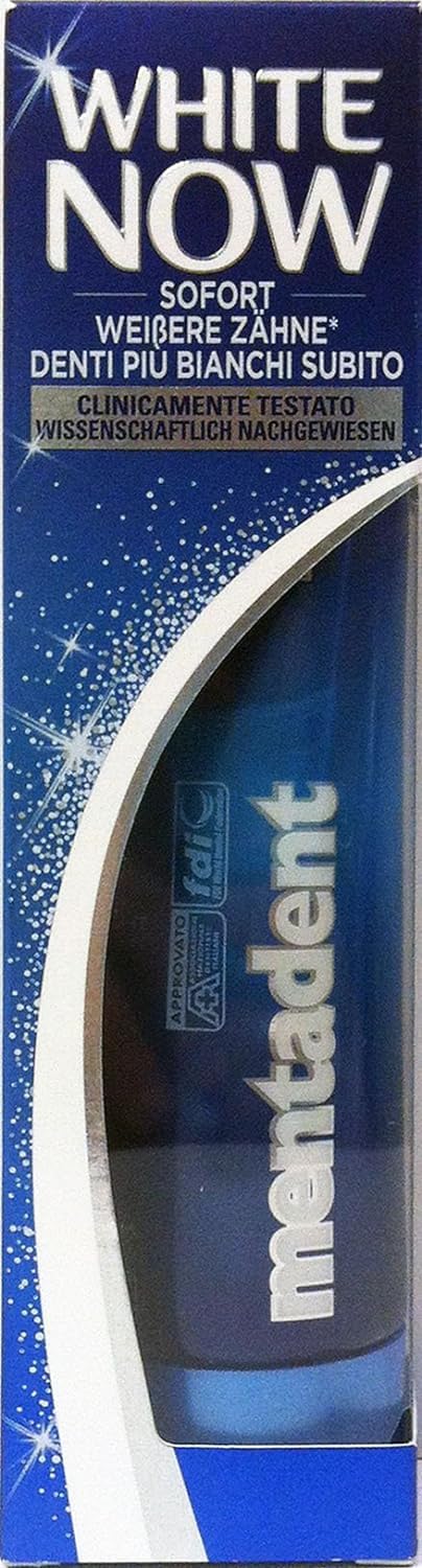 Mentadent - tube 75 ml, effet blanchissant immédiat.