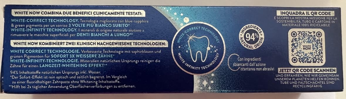 Mentadent - pâte dentifrice crème, texture douce au brossage.
