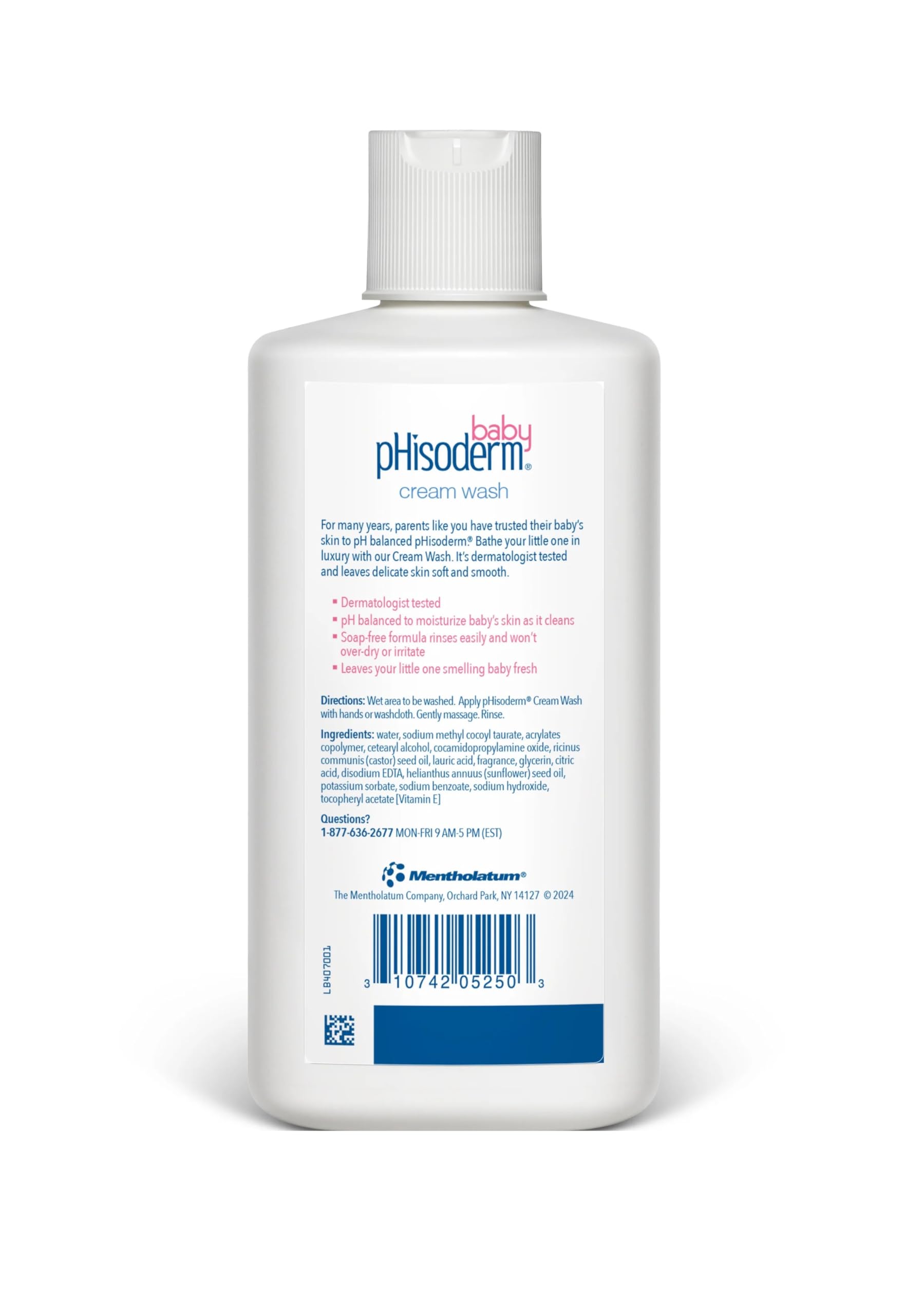 Mentholatum Phisoderm Crème Bébé, texture douce pour nettoyer sans larmes et apaiser.