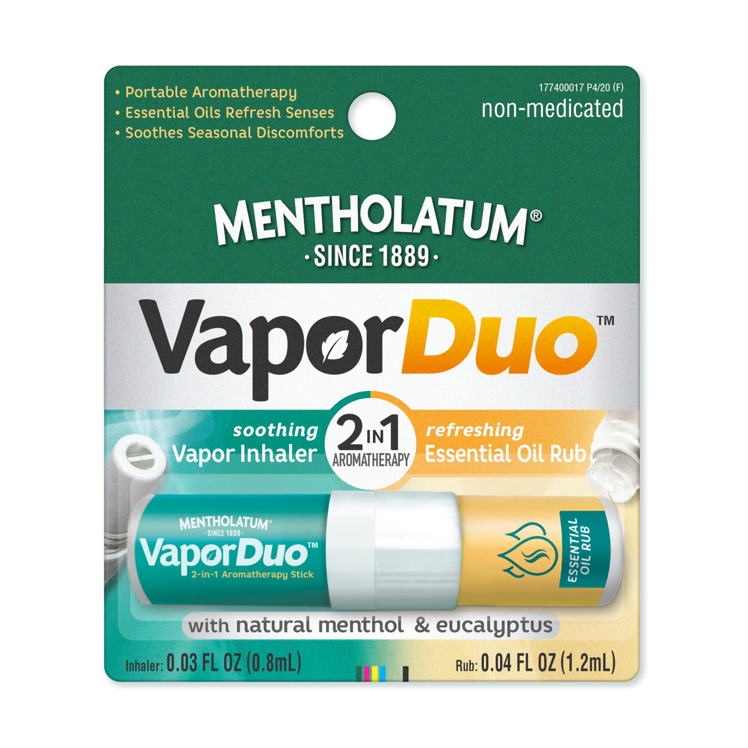 Mentholatum Vaporduo aromathérapie 2-en-1 : inhalation apaisante et baume rafraîchissant.