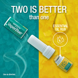 Mentholatum Vaporduo baume huile essentielle sur le côté pour revitaliser.