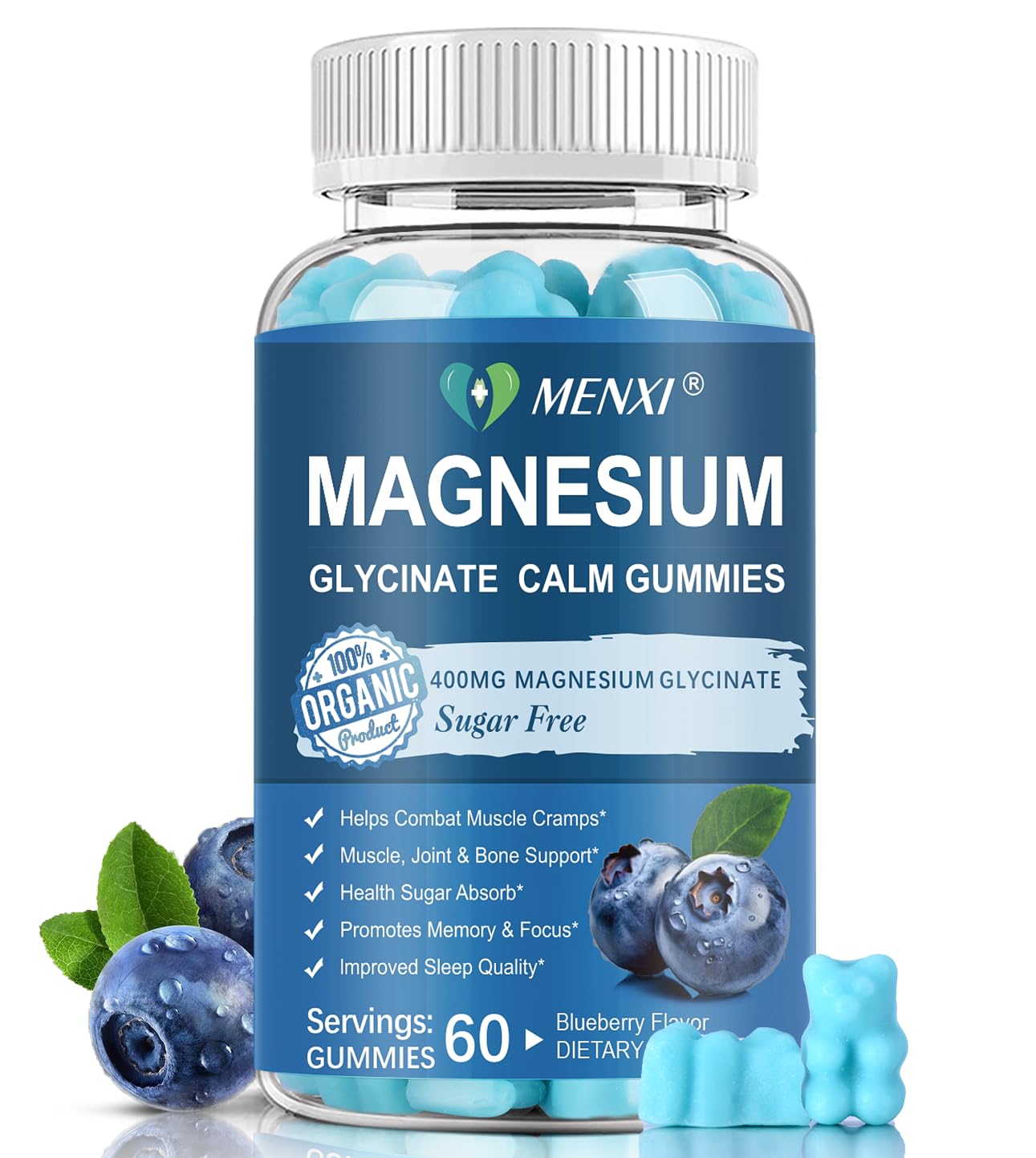 Gommes MENXI Magnesium emballage: pratique pour un calme potentiel.