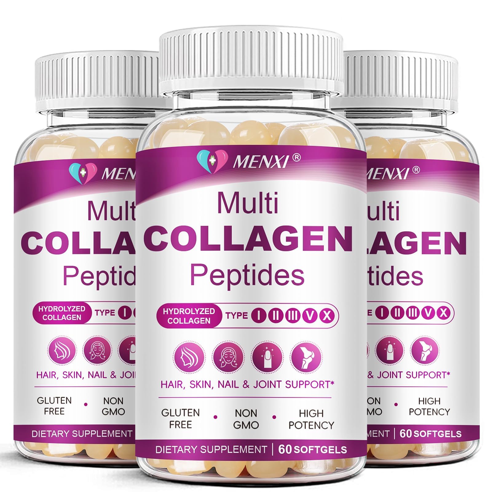 MENXI gélules molles visuel visage peau : soutien potentiel hydratation et éclat