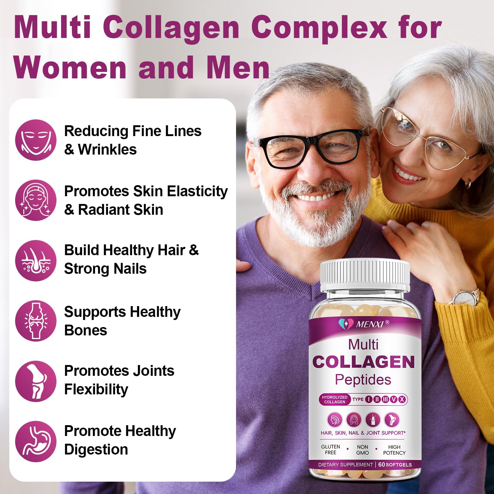 MENXI Multi Collagen Softgel – vitamine C et biotine pour le collagène