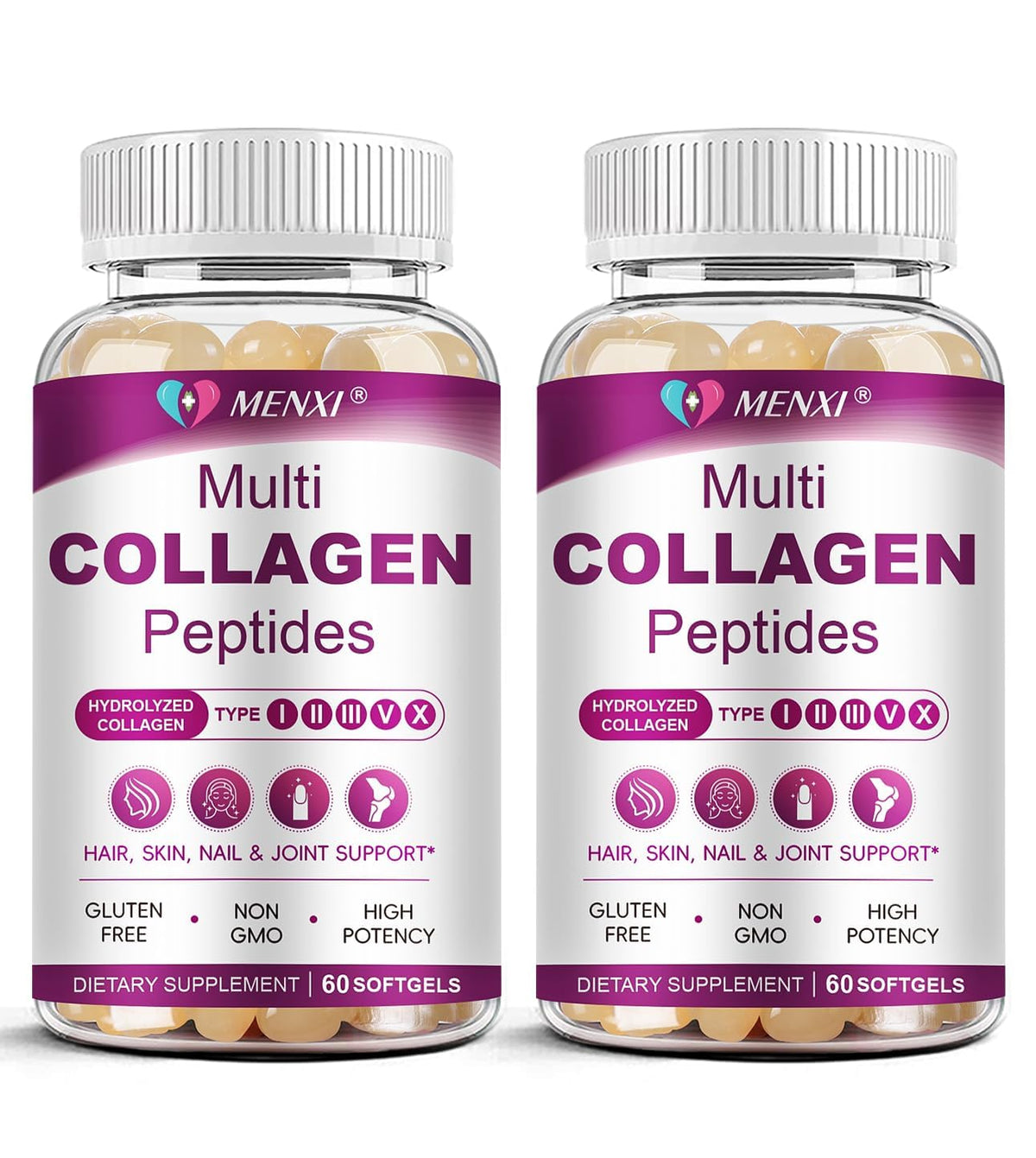 MENXI gelules-collagene multi-types: soutien peau et articulations.