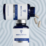 Meo Nutrition Acide alpha-lipoïque 650 mg, étiquette sans OGM et sans additifs.